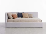 Divano singolo imbottito 90x200 con contenitore con struttura, Leo Bluvel 03 Grigio