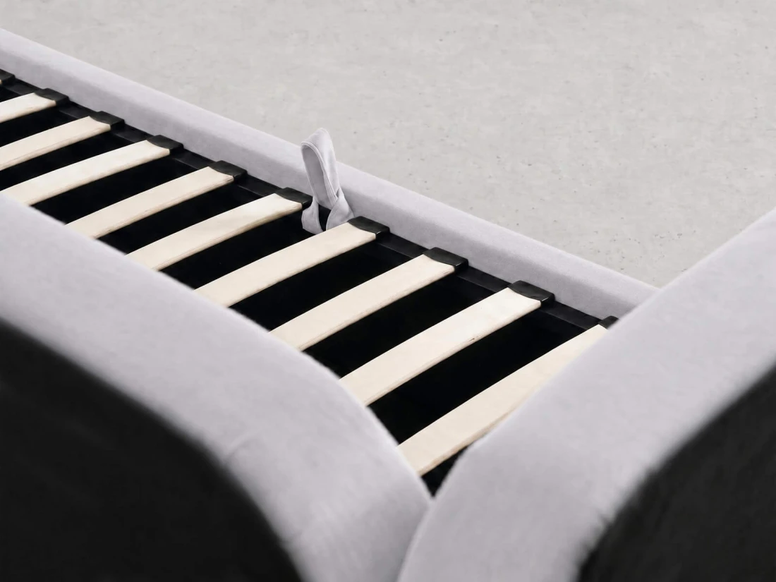 Divano singolo imbottito 90x200 con contenitore con struttura, Leo Bluvel 03 Grigio