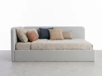 Divano singolo imbottito 90x200 con contenitore con struttura, Leo Colet 04 Grigio Chiaro