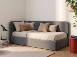Divano singolo imbottito 90x200 con contenitore con struttura, Leo Colet 17 Grigio