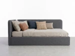Divano singolo imbottito 90x200 con contenitore con struttura, Leo Colet 17 Grigio