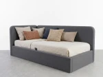 Divano singolo imbottito 90x200 con contenitore con struttura, Leo Colet 17 Grigio
