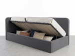 Divano singolo imbottito 90x200 con contenitore con struttura, Leo Colet 17 Grigio