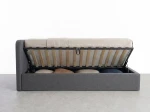 Divano singolo imbottito 90x200 con contenitore con struttura, Leo Colet 17 Grigio