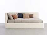 Divano singolo imbottito 90x200 con contenitore con struttura, Leo Bluvel 22 Beige
