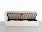 Divano singolo imbottito 90x200 con contenitore con struttura, Leo Bluvel 22 Beige