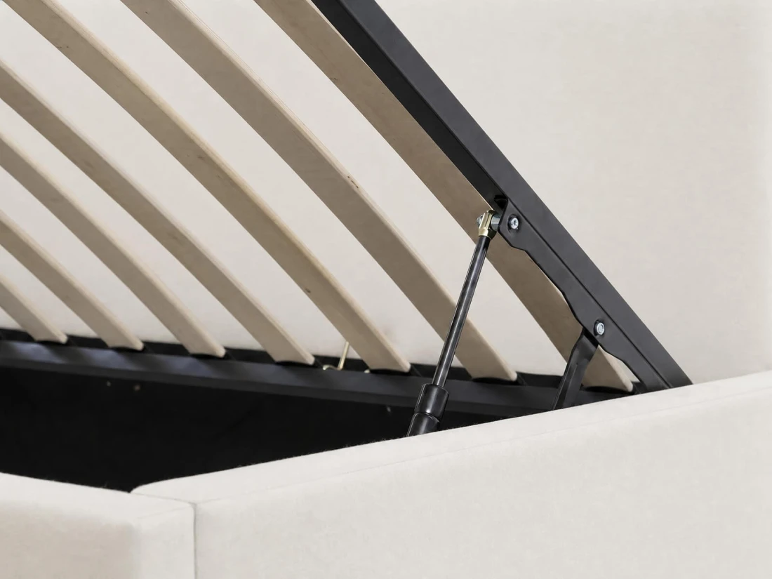 Divano singolo imbottito 90x200 con contenitore con struttura, Leo Bluvel 22 Beige