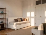Divano singolo imbottito 90x200 con contenitore con struttura, Leo Bluvel 22 Beige