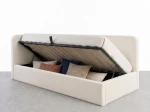 Divano singolo imbottito 90x200 con contenitore con struttura, Leo Bluvel 22 Beige