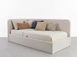 Divano singolo imbottito 90x200 con contenitore con struttura, Leo Colet 24 Beige