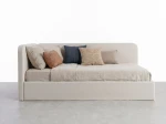 Divano singolo imbottito 90x200 con contenitore con struttura, Leo Colet 24 Beige