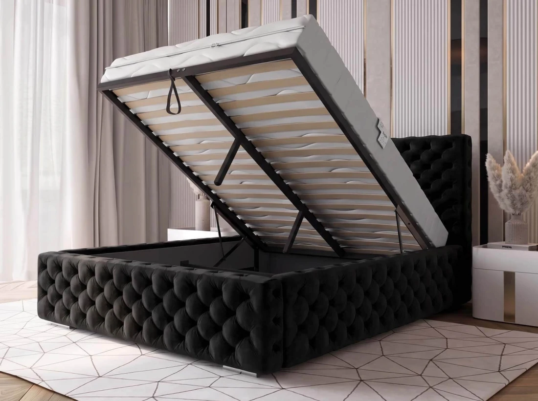 Letto imbottito 160x200 con contenitore PRO line 15 nero Bluvel 19