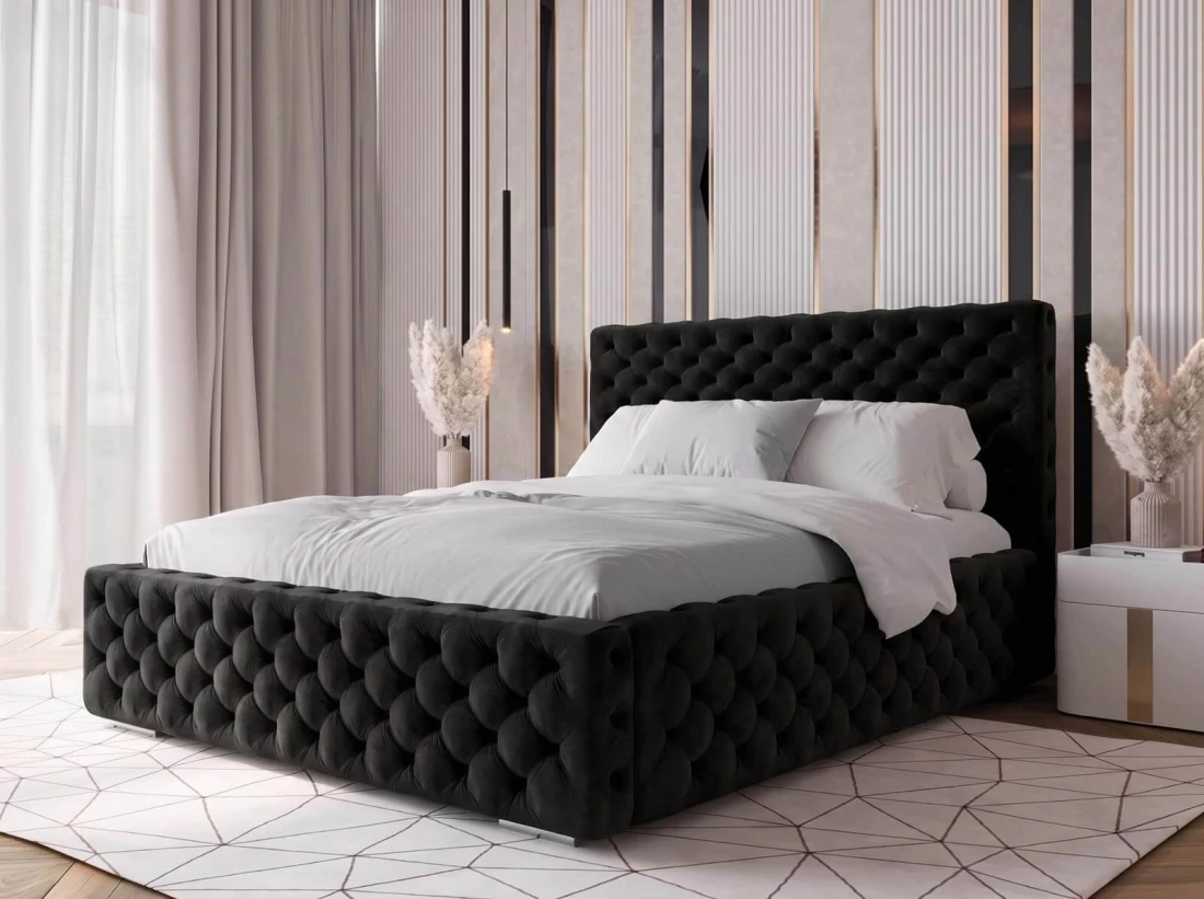 Letto imbottito 160x200 con contenitore PRO line 15 nero Bluvel 19