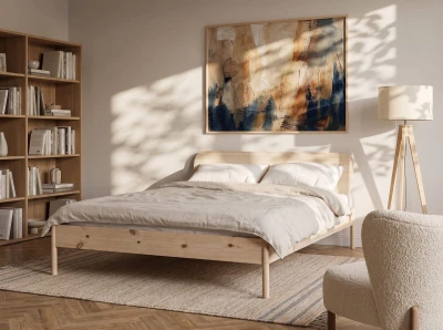 Letto in legno 160x200 Japandi pino