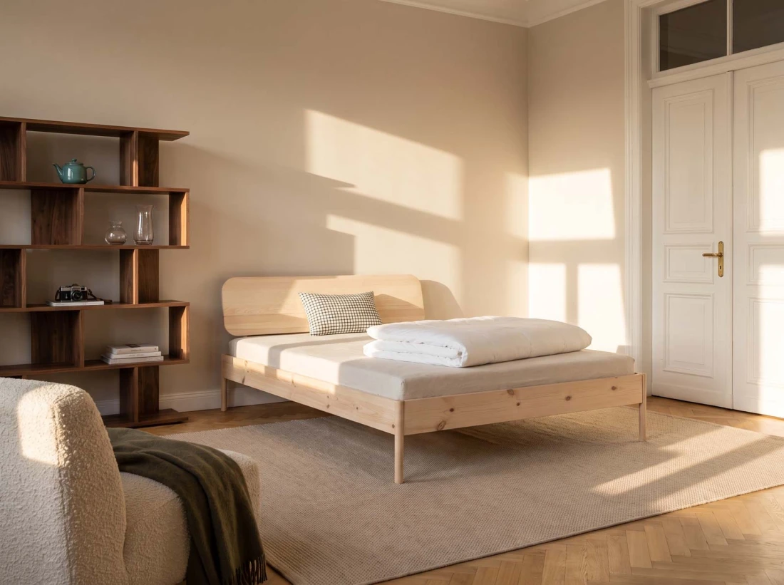 Letto in legno 160x200 Japandi pino