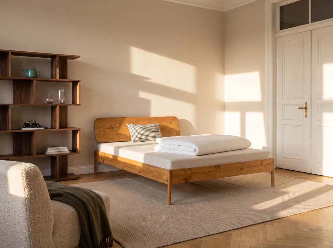 Letto in legno 140x200 Japandi rovere
