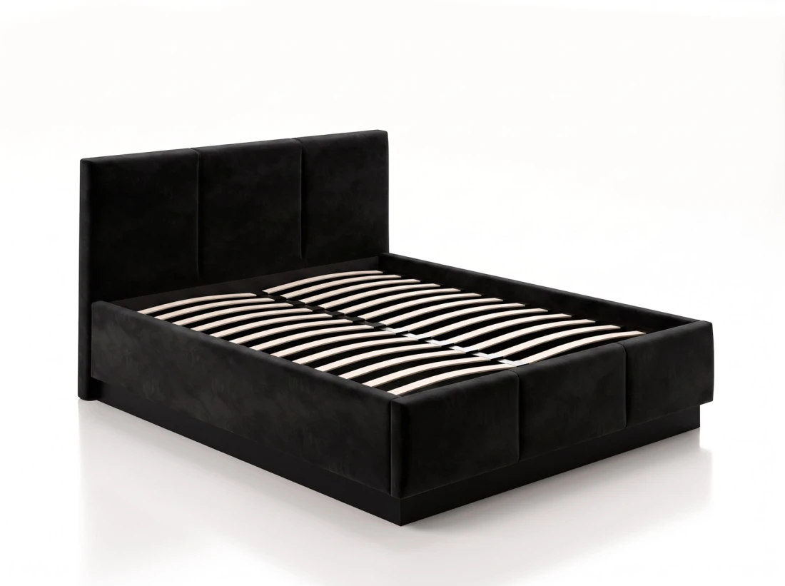 Letto matrimoniale 180x200 imbottito, levitante con contenitore TOP line 8 Bluvel 19 Nero