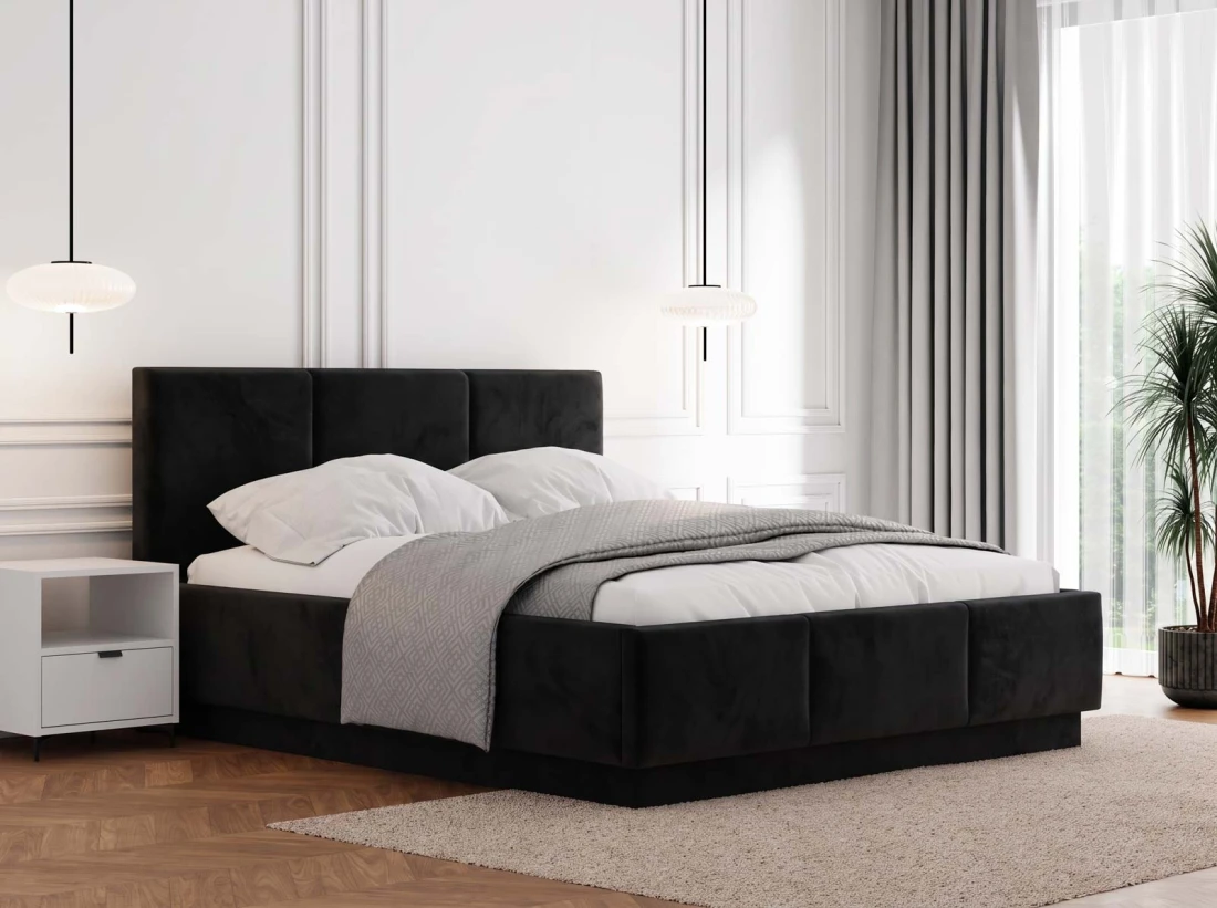 Letto matrimoniale 180x200 imbottito, levitante con contenitore TOP line 8 Bluvel 19 Nero
