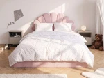 Letto imbottito per bambini con contenitore 120x200 con struttura in velluto rosa Kids Line 3 conchiglia di mare