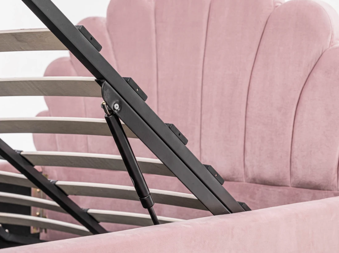 Letto imbottito per bambini con contenitore 120x200 con struttura in velluto rosa Kids Line 3 conchiglia di mare