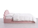 Letto imbottito per bambini con contenitore 120x200 con struttura in velluto rosa Kids Line 3 conchiglia di mare