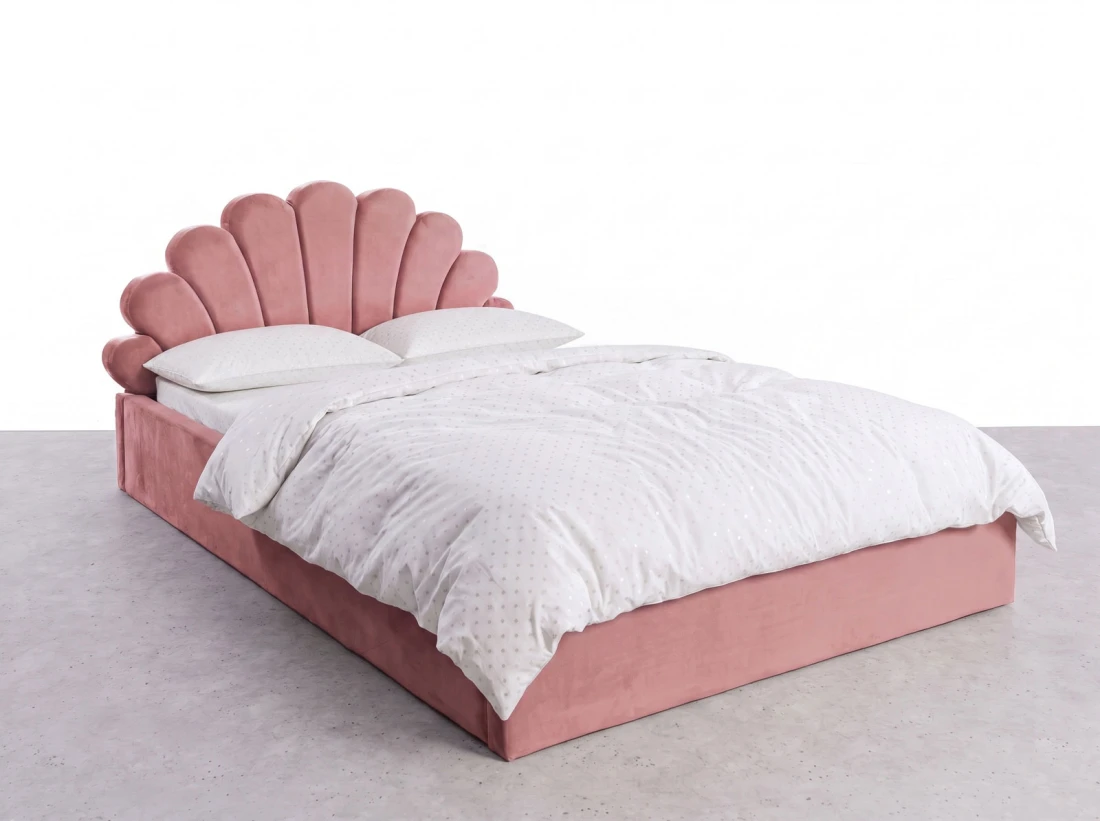 Letto imbottito per bambini con contenitore 120x200 in rosa Bluvel 52 Kids Line 3 conchiglia di mare