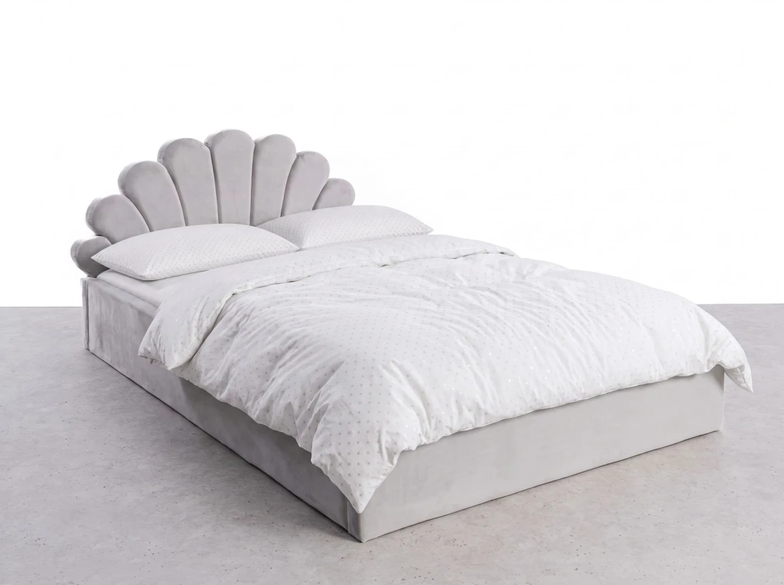 Letto imbottito per bambini con contenitore 120x200 in grigio Bluvel 03 Kids Line 3 conchiglia di mare