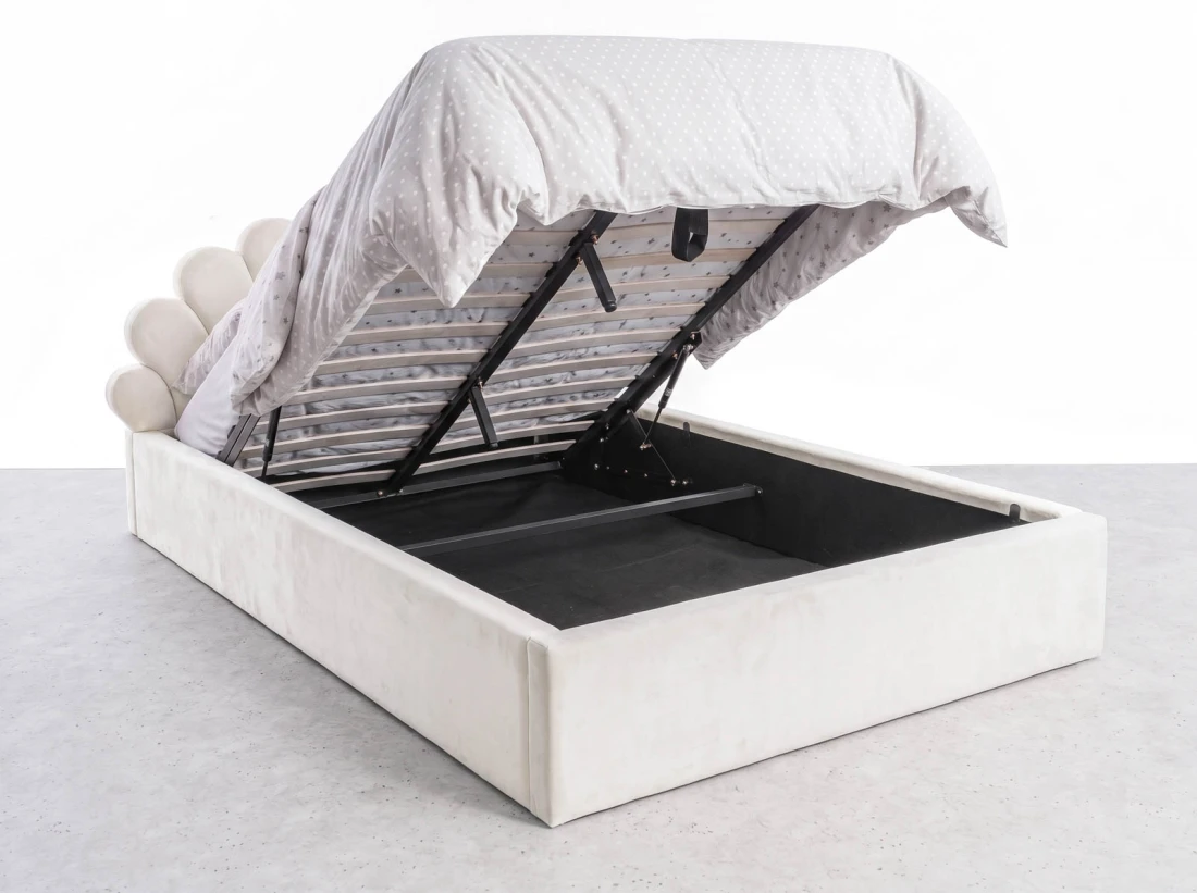 Letto imbottito per bambini con contenitore 120x200 in beige Bluvel 22 Kids Line 3 conchiglia di mare