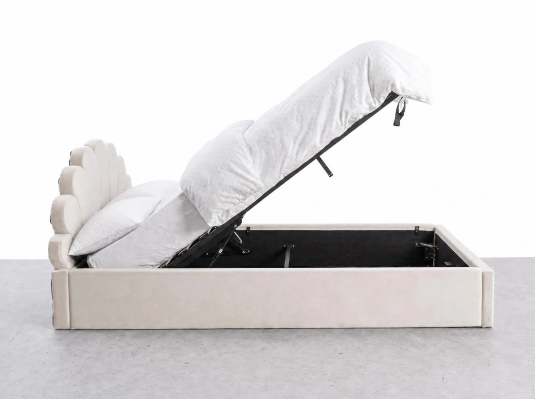 Letto imbottito per bambini con contenitore 120x200 in beige Bluvel 22 Kids Line 3 conchiglia di mare