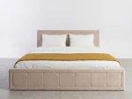 Letto imbottito 160x200 con contenitore, Rema Beige Velvet
