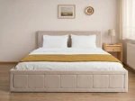 Letto imbottito 160x200 con contenitore, Rema Beige Velvet
