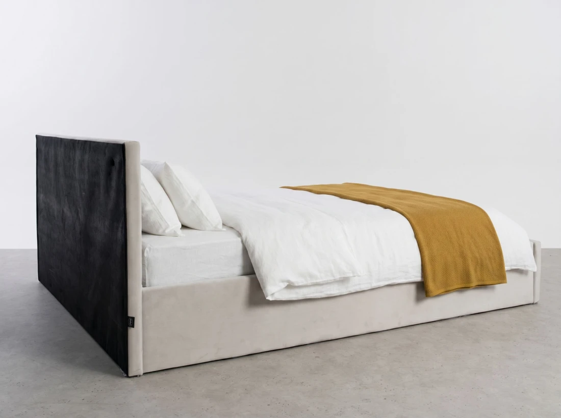 Letto imbottito 120x200 con contenitore, Rema Grigio Velvet