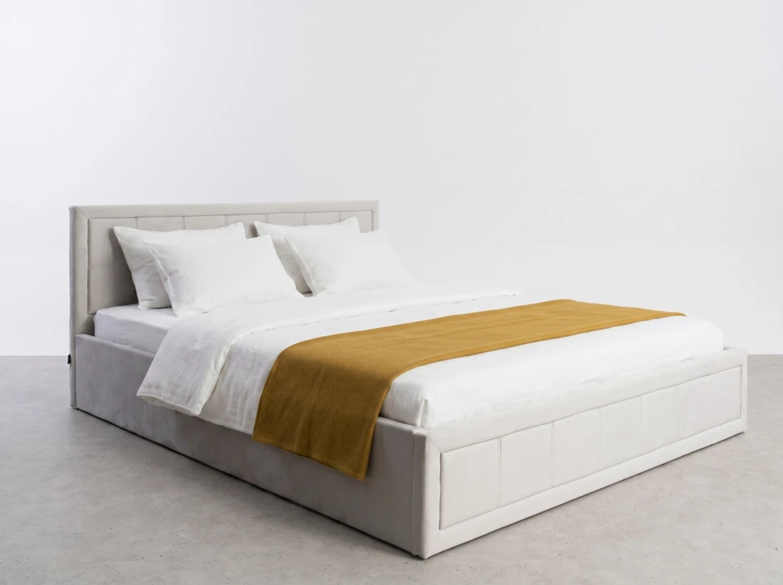 Letto imbottito 160x200 con contenitore, Rema Grigio Velvet