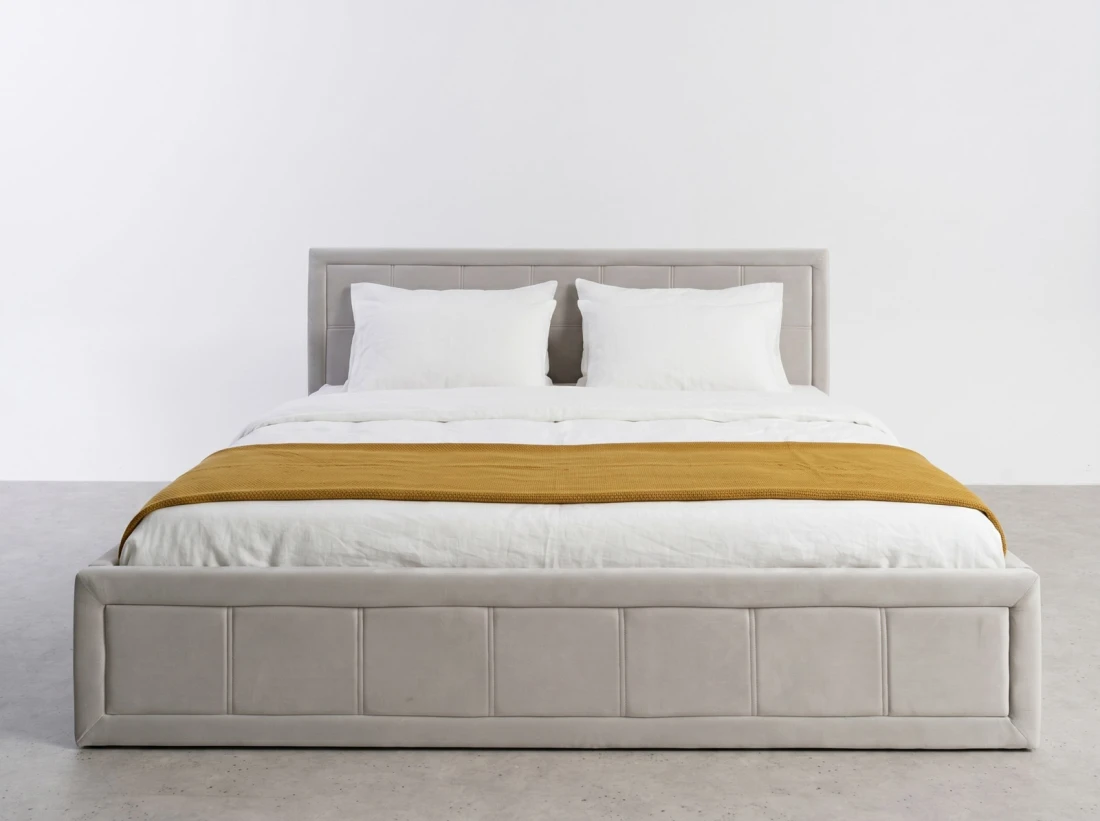 Letto imbottito 160x200 con contenitore, Rema Grigio Velvet