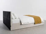 Letto imbottito 160x200 con contenitore, Rema Grigio Velvet