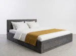 Letto imbottito 140x200 con contenitore, Rema Grafite Velvet