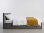 Letto imbottito 140x200 con contenitore, Rema Grafite Velvet
