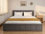 Letto imbottito 140x200 con contenitore, Rema Grafite Velvet