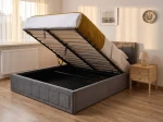 Letto imbottito 160x200 con contenitore, Rema Grafite Velvet