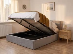 Letto imbottito 140x200 con contenitore, Tilo Grigio Velvet