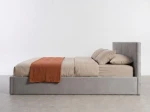 Letto imbottito 180x200 con contenitore, Tilo Grigio Velvet