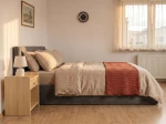 Letto imbottito 140x200 con contenitore, Tilo Grafite Velvet