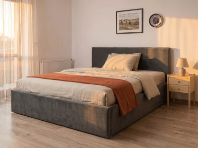 Letto imbottito 160x200 con contenitore, Tilo Grafite Velvet