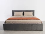 Letto imbottito 160x200 con contenitore, Tilo Grafite Velvet