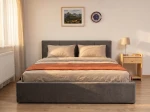 Letto imbottito 180x200 con contenitore, Tilo Grafite Velvet