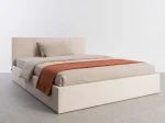 Letto imbottito 140x200 con contenitore, Tilo Beige Velvet