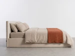 Letto imbottito 140x200 con contenitore, Tilo Beige Velvet