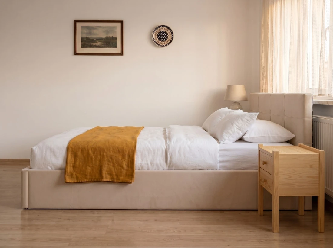 Letto imbottito 140x200 con contenitore, Tilo Beige Velvet