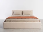 Letto imbottito 160x200 con contenitore, Tilo Beige Velvet