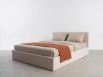Letto imbottito 160x200 con contenitore, Tilo Beige Velvet